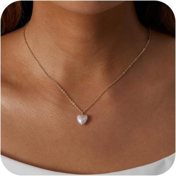⚡Silver 14K Gold Plated Heart Pendant Necklace for Women Charm Heart Slip Chain - Picture 1 of 7